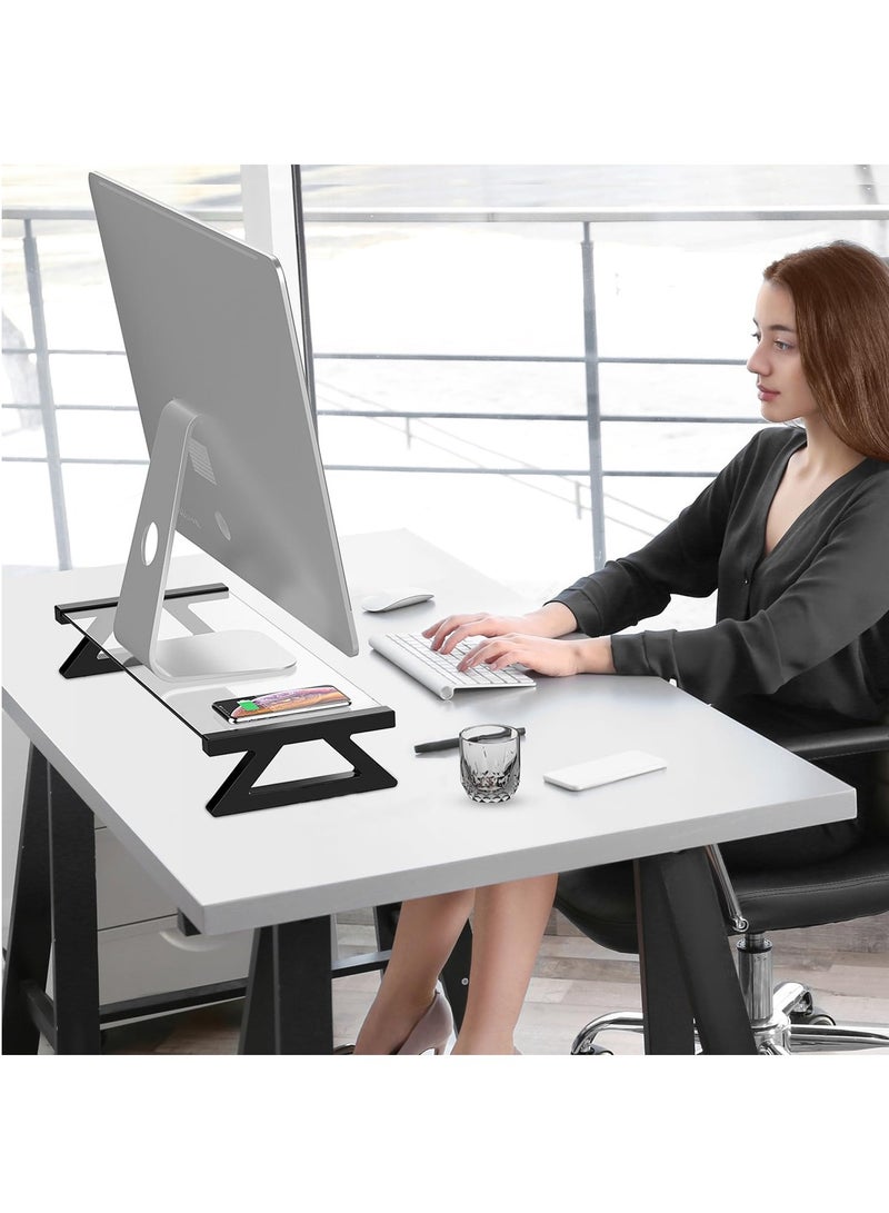 Tempered Glass Monitor Booster Stand, Laptop Screen Stand, Multi-Functional USB Extension Booster Stand with 1.5m USB Cable - Image 4